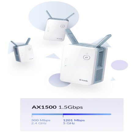 Роутер D-link  AX1500 Mesh Range Extender E15/E	 802.11ac, 300+1200  Mbit/s, 10/100/1000 Mbit/s, Ethernet LAN (RJ-45) ports 1, MU-MiMO Yes, Antenna type 2xExternal