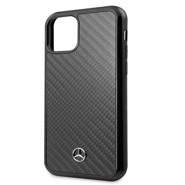 Back panel cover Mercedes-Benz Apple iPhone 11 Pro Max Hard Case Leather Carbon Fiber Black