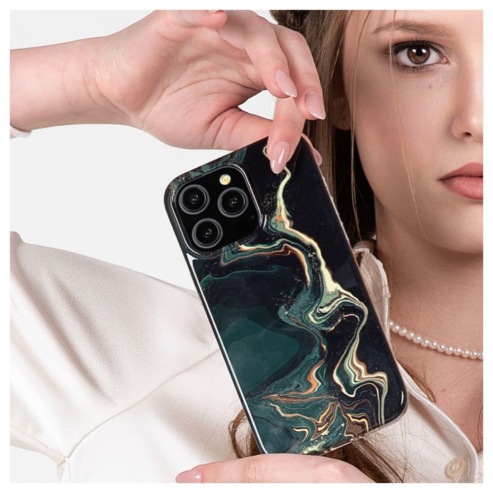 Tagakaaned Evelatus Apple iPhone 15 Pro Max PC Customized Print Design Marble Dark Green