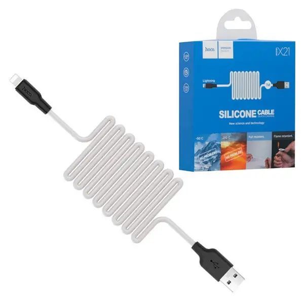 Kaabel Hoco  X21 Silicone iP charging cable Black White