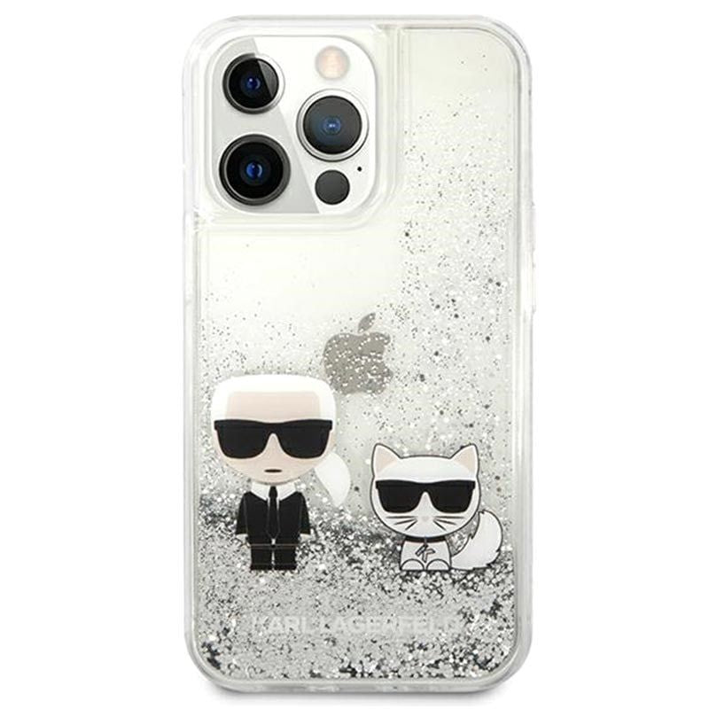 Back panel cover Karl Lagerfeld Apple iPhone 13 Pro Liquid Glitter Choupette Case Silver