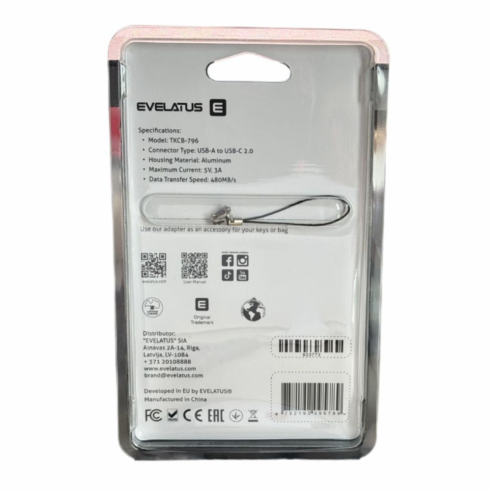 Üleminek Evelatus  Evelatus UltraLink OTG Adapter USB 3.0 to USB-C 5V 3A  |  480 Mb/s Abyss Blue
