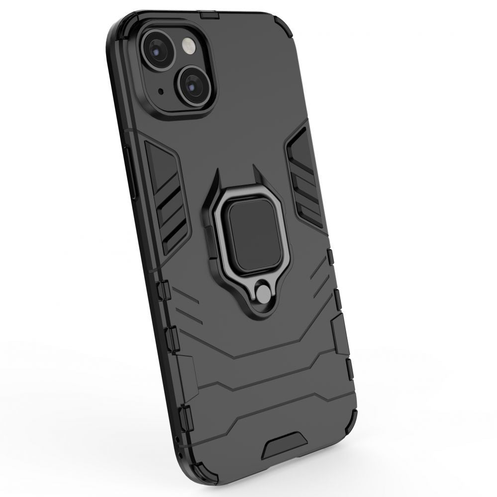 Чехол на заднюю панель Hurtel - Ring Armor case for iPhone 14 Plus armored cover magnetic holder ring black