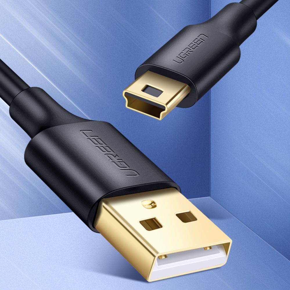Кабель Ugreen  5 pin gold-plated USB cable - mini USB 0.5m black (US132)