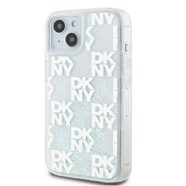 Tagakaaned DKNY Apple iPhone 15 hardcase Liquid Glitter Multilogo White