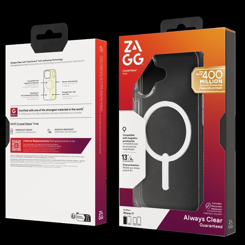 Back panel cover Zagg  ZAGG Protection Bundle for iPhone 17: Case with MagSafe and Screen Protector