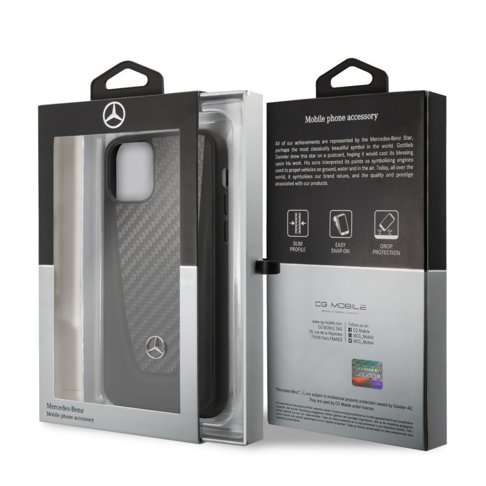 Чехол на заднюю панель Mercedes-Benz Apple iPhone 11 Hard Case Leather Carbon Fiber Black