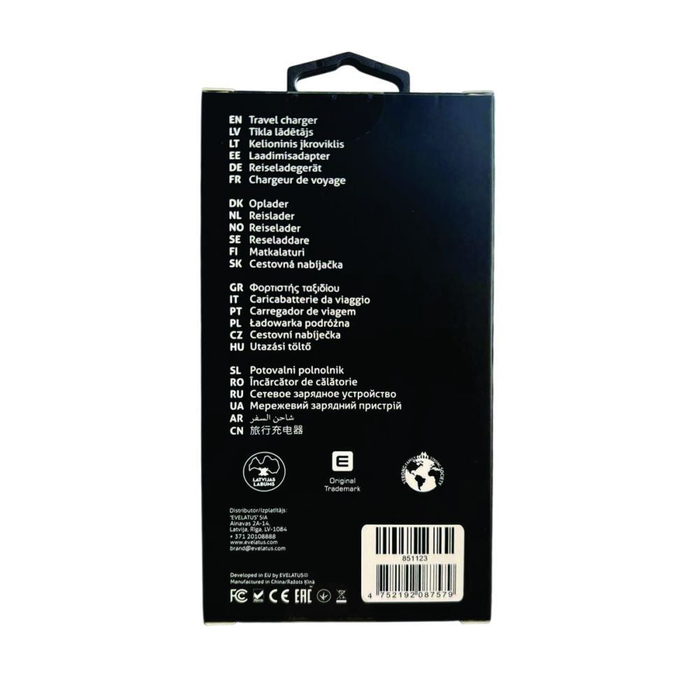 Adaptrid Evelatus  45W Max Fast Charger EU USB-C1/USB-C1/USB-A - RCE-4501ACCL White