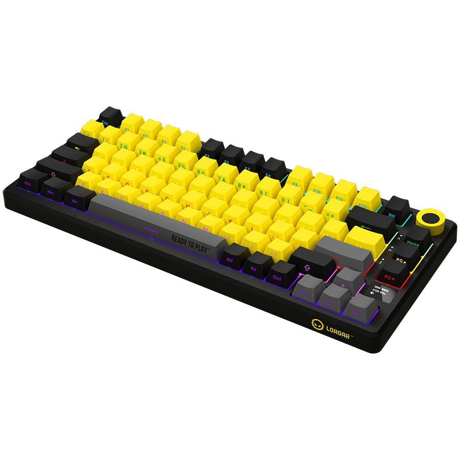 Computer keyboard LORGAR  LORGAR KBP7075W, Wireless 75% Mechanical Gaming Keyboard Pro, Black/yellow, EN layout
