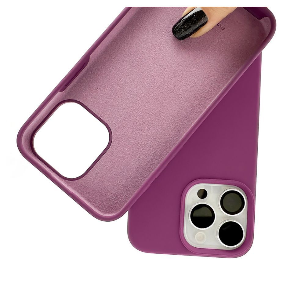 Back panel cover Evelatus Apple iPhone 15 Pro Max Premium Soft Touch Silicone Case Deep Purple