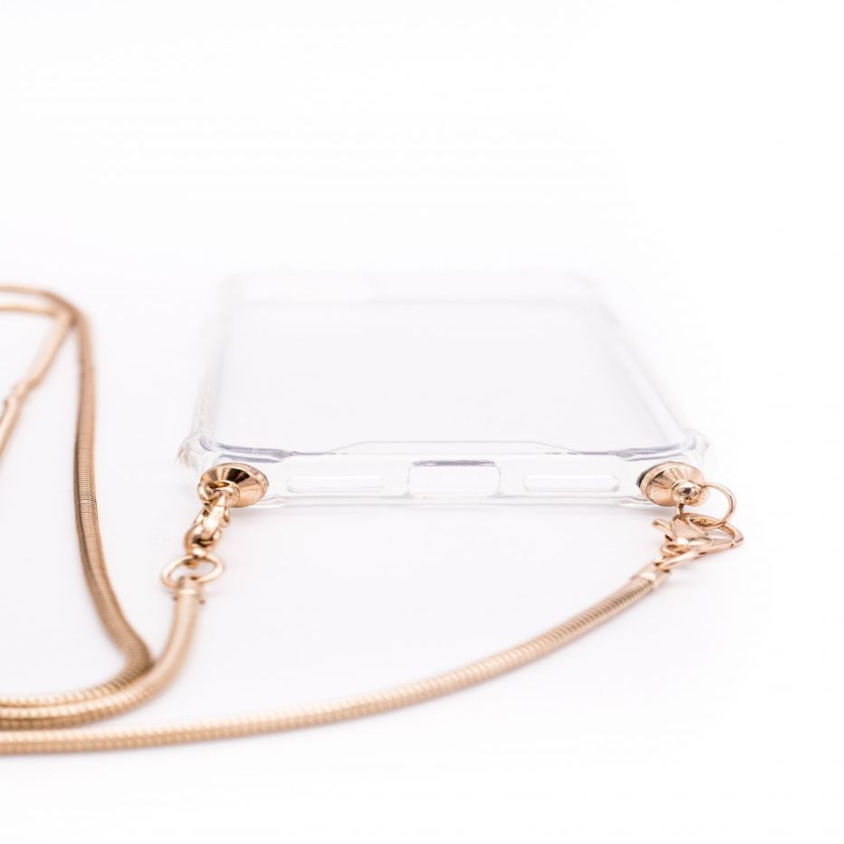 Tagakaaned Evelatus Apple iPhone X/XS Silicone Transparent with Necklace TPU Strap Gold