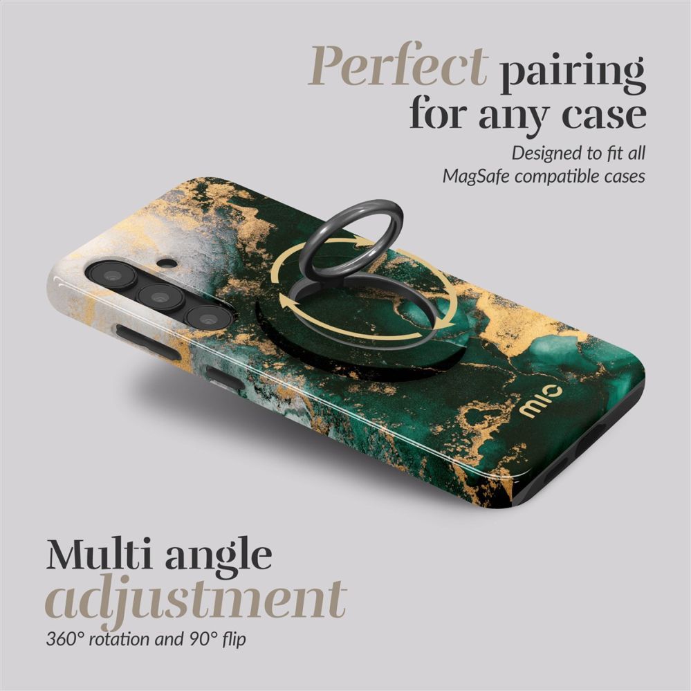 Back panel cover Mio  MIO Green Marble Magsafe Case Compatible Ring Holder
