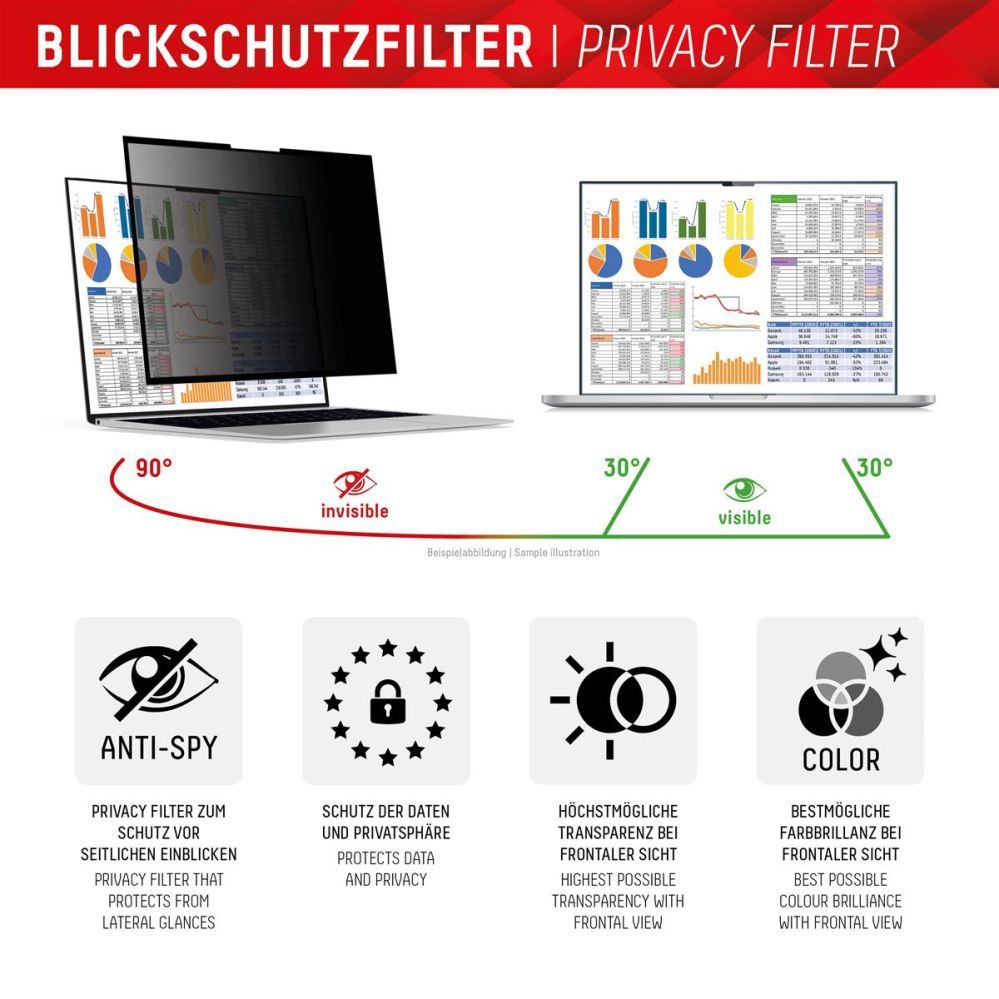 Защитное стекло displex  DISPLEX Privacy Safe Uni (Frameless) 16", 16:10