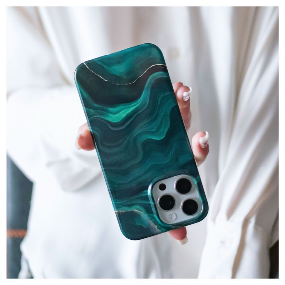 Back panel cover Evelatus Apple iPhone 15 Pro PC Customized Print Design Marble Green