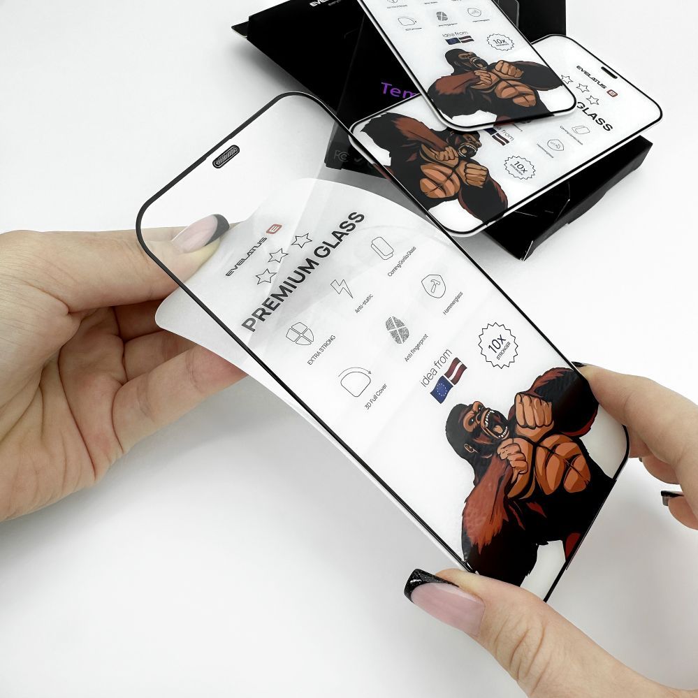 Kaitseklaasid Evelatus Apple iPhone 16 Corning Gorilla Glass Anti-Static 3D Full Cover 10X Stronger Black