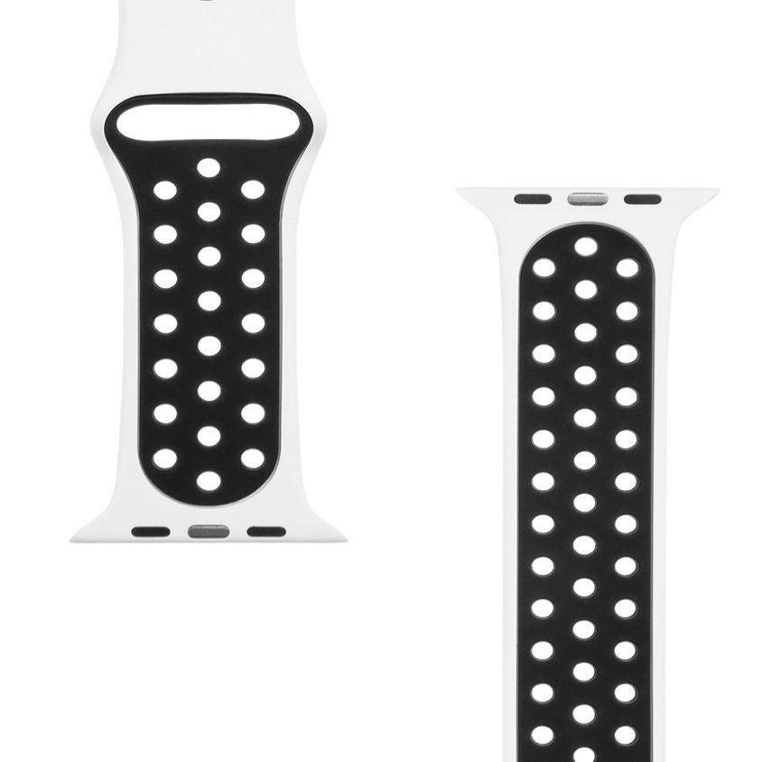 Strap Tactical Apple Watch 42/44/45mm Double Silicone Strap White Black