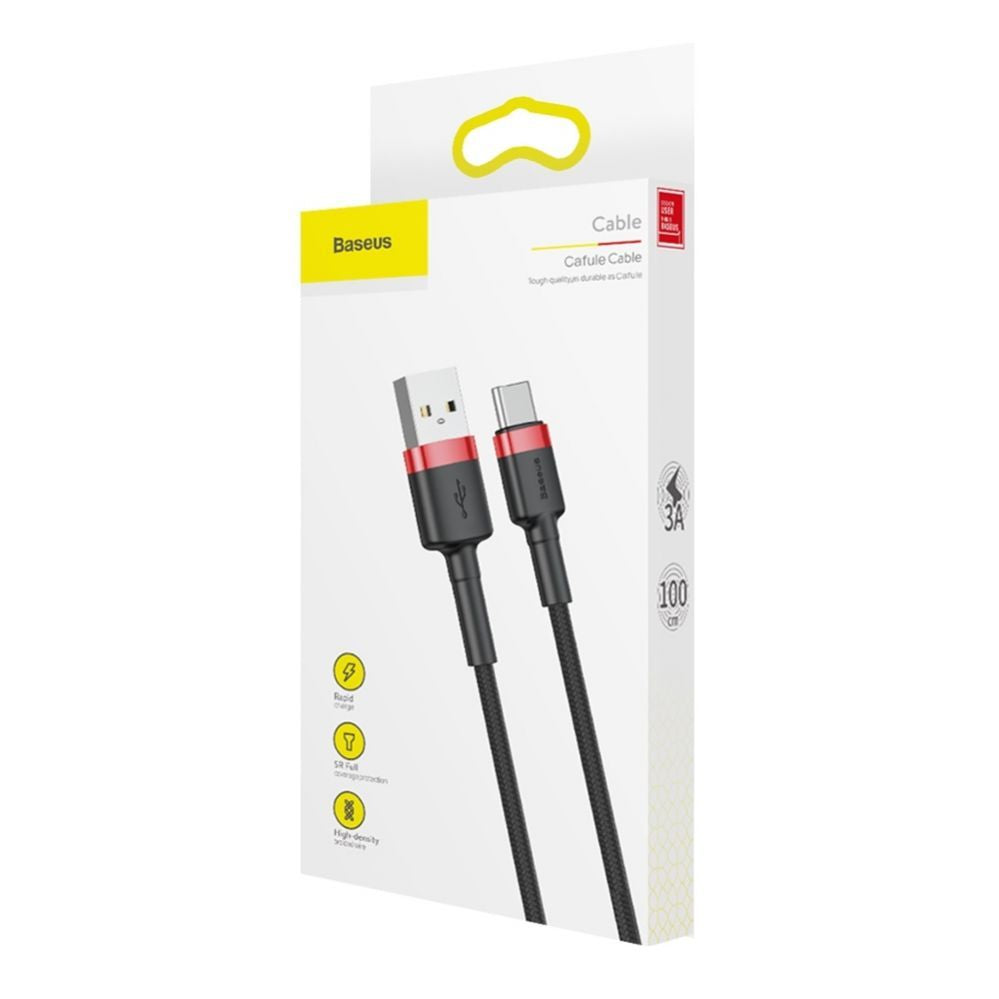 Kaabel Baseus  Baseus Cafule USB-A / USB-C QC 3.0 3A cable 1 m - black and red