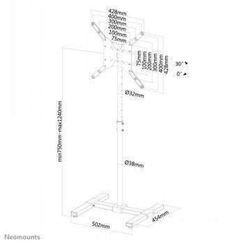 TV bracket NEOMOUNTS BY NEWSTAR  NEWSTAR FLAT SCREEN FLOOR STAND (HEIGHT: 75-124 CM) 10-55" BLACK