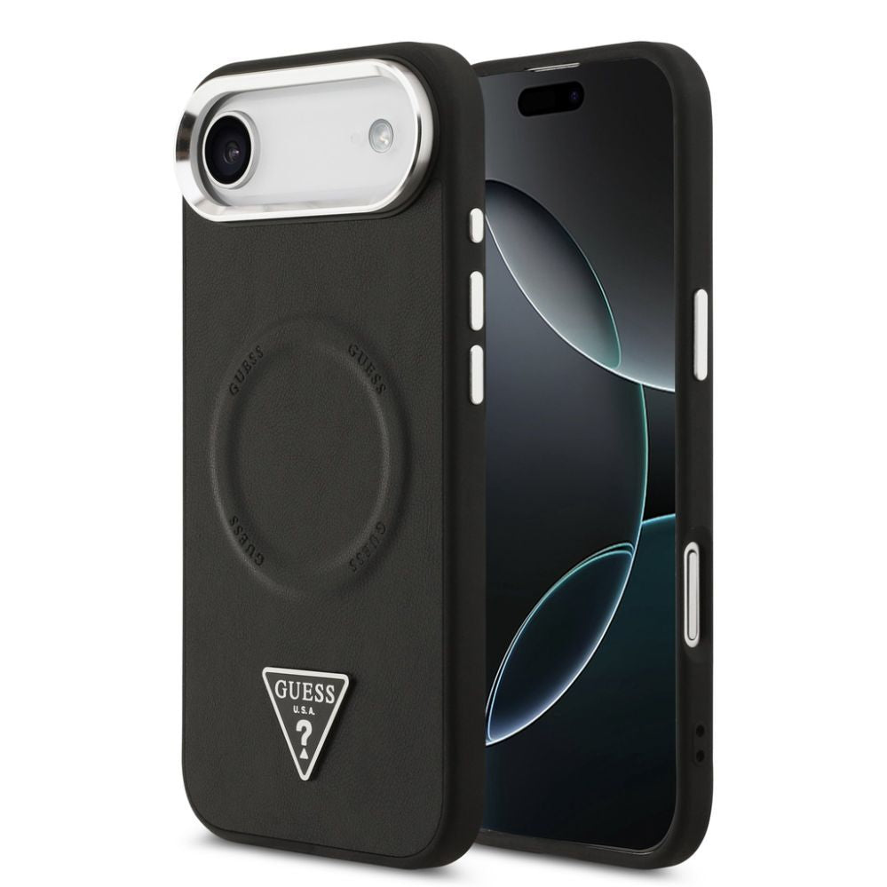 Tagakaaned Guess Apple iPhone Air PU Leather Triangle Logo MagSafe Case Black