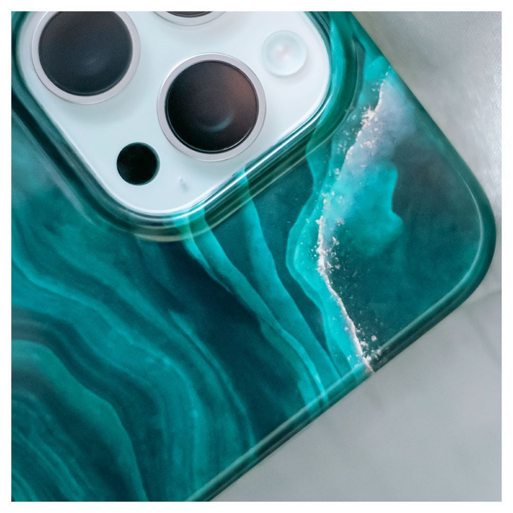 Back panel cover Evelatus Apple iPhone 15 Pro PC Customized Print Design Marble Green