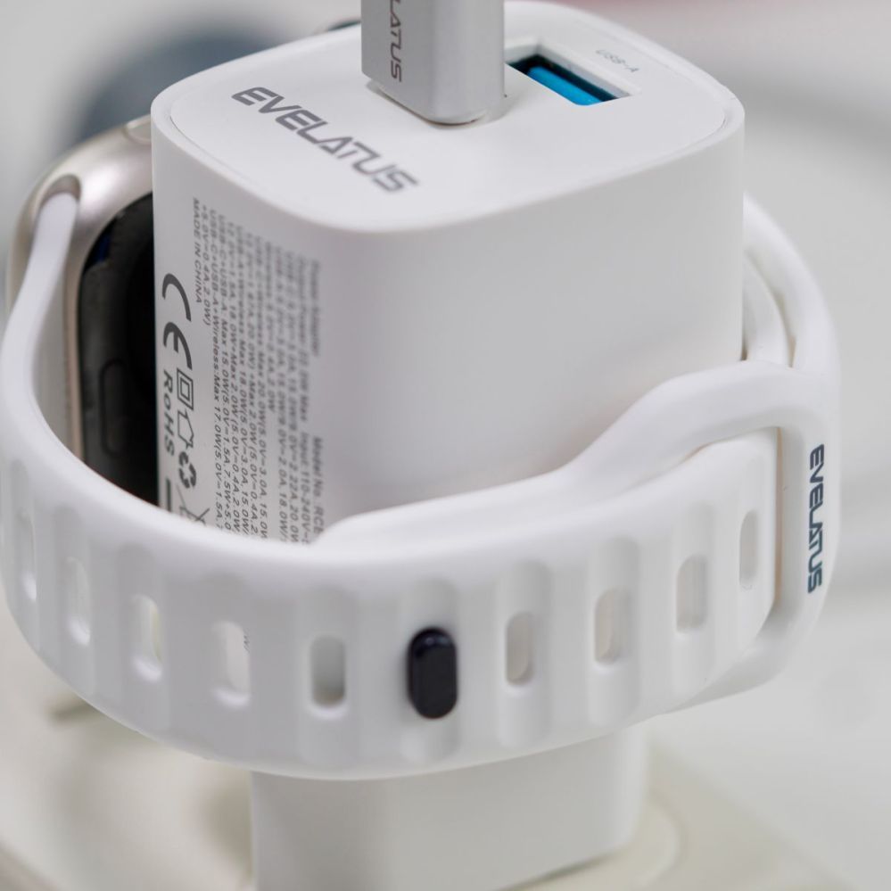 Adapter Evelatus  Evelatus 2 in 1 Charger 20W Max USB-C+USB-A:15W Max USB-C+USB-A+Wireless:15W+2W 17W Max White