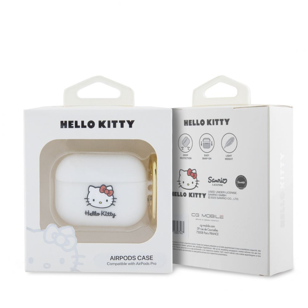 Korpus kõrvaklappidele Hello Kitty Apple Airpods Pro cover Silicone 3D Kitty Head White