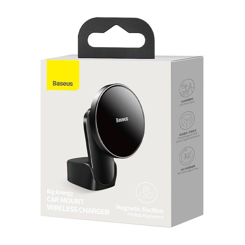 Automaatne hoidja Baseus  Baseus Big Energy car mount with wireless charger 15W for Iphone 12 / Iphone 13 (Black)