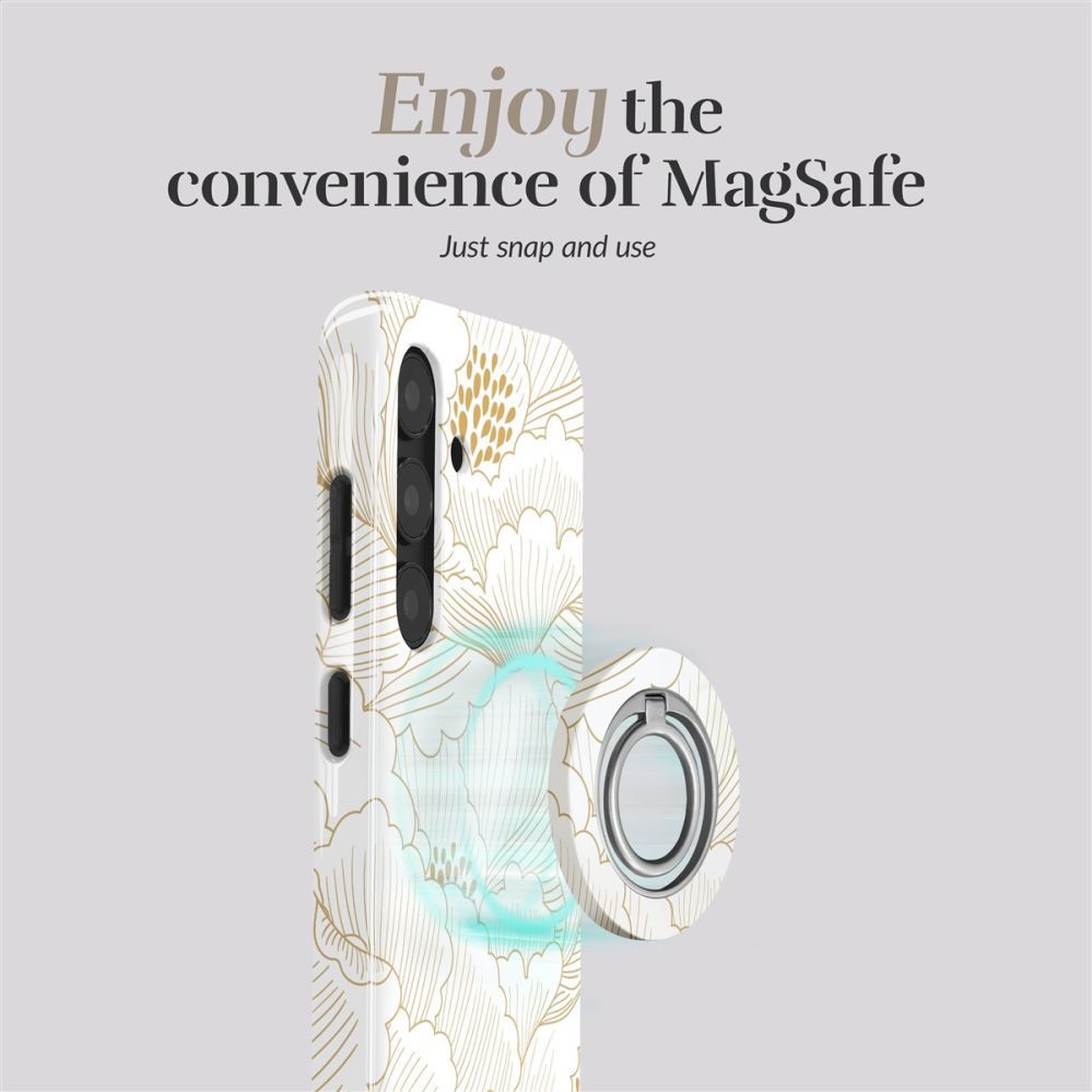 Tagakaaned Mio  MIO White Roses Magsafe Case Compatible Ring Holder