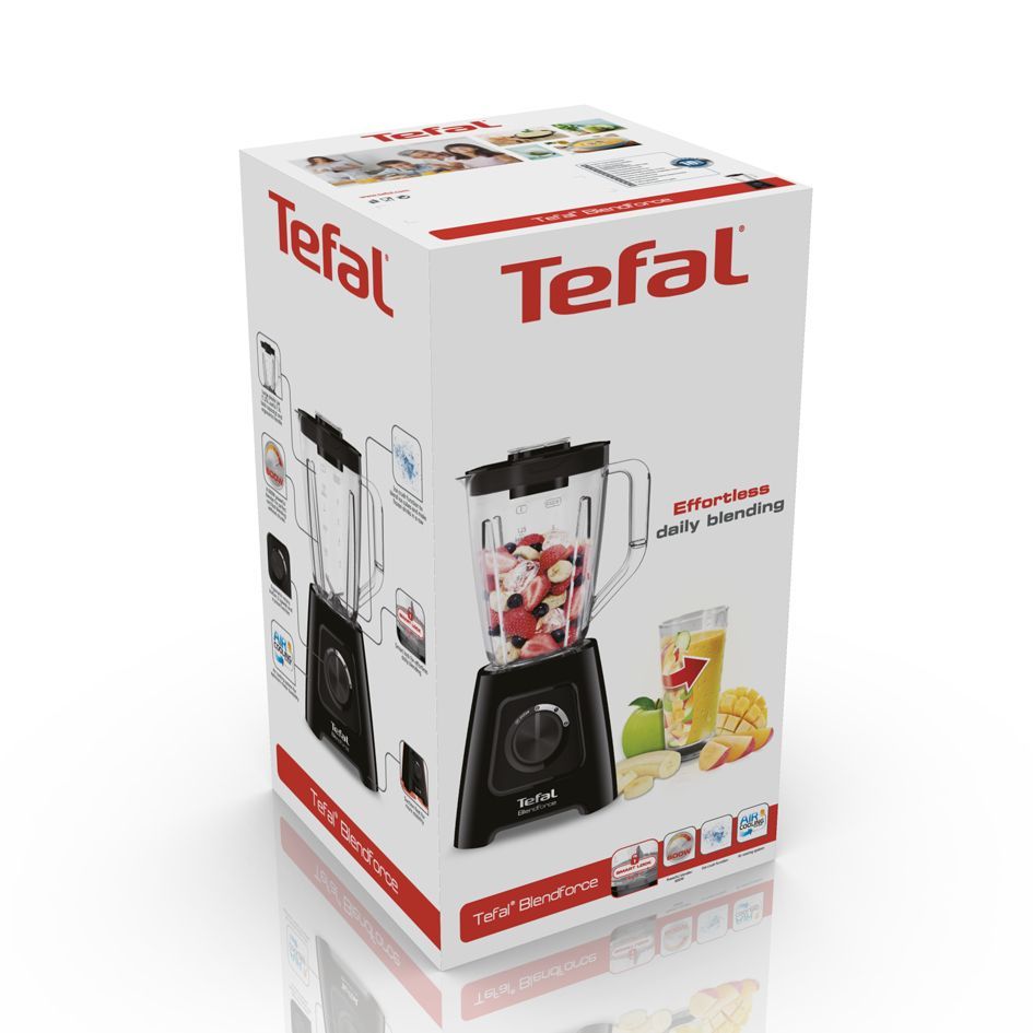 Mikserid ja blenderid TEFAL  Blender BL420838 BlendForce Tabletop, 600 W, Jar material Plastic, Jar capacity 1.25 L, Ice crushing, Black