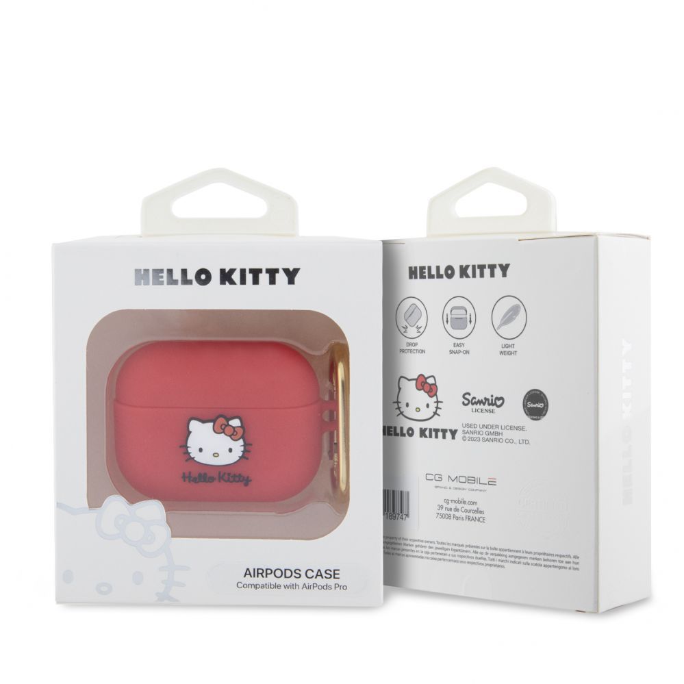 Чехол для наушников Hello Kitty Apple Airpods Pro cover Silicone 3D Kitty Head Red