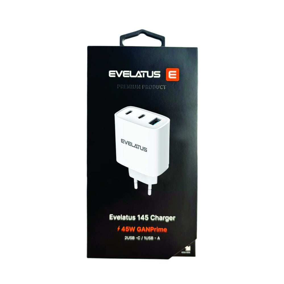 Adaptrid Evelatus  45W Max Fast Charger EU USB-C1/USB-C1/USB-A - RCE-4501ACCL White