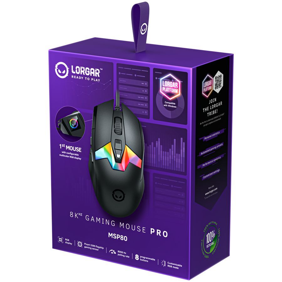 Arvutihiir LORGAR  LORGAR MSP80, 8000 Hz Gaming Mouse Pro, Black