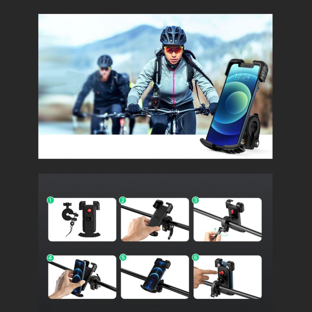 Авто держатель Ugreen  Universal Bike Phone Holder for Bike Motorcycle Handlebar (LP494 Black) Black