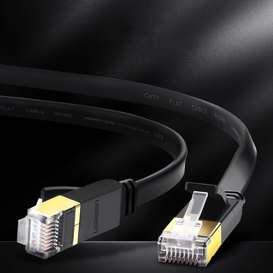 Kaabel Ugreen  Ugreen Flat Cable Internet Network Cable Ethernet Patchcord RJ45 Cat 7 STP LAN 10 Gbps 10m Black (NW106 11265)