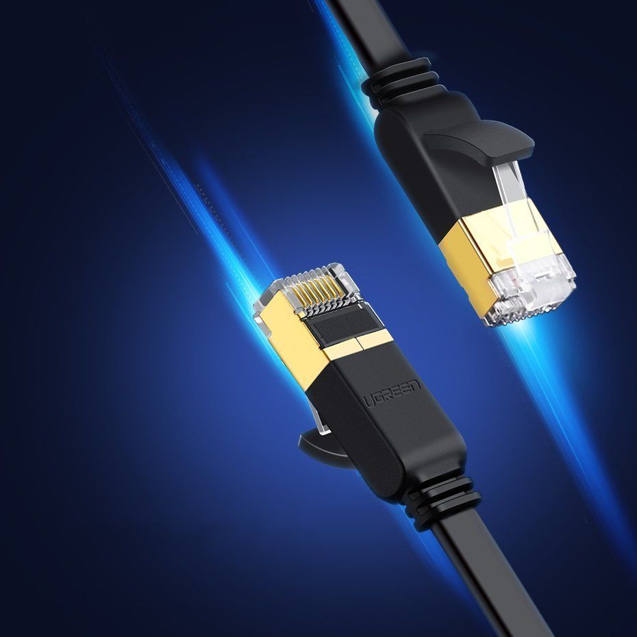 Kaabel Ugreen  Ugreen Flat Cable Internet Network Cable Ethernet Patchcord RJ45 Cat 7 STP LAN 10 Gbps 10m Black (NW106 11265)