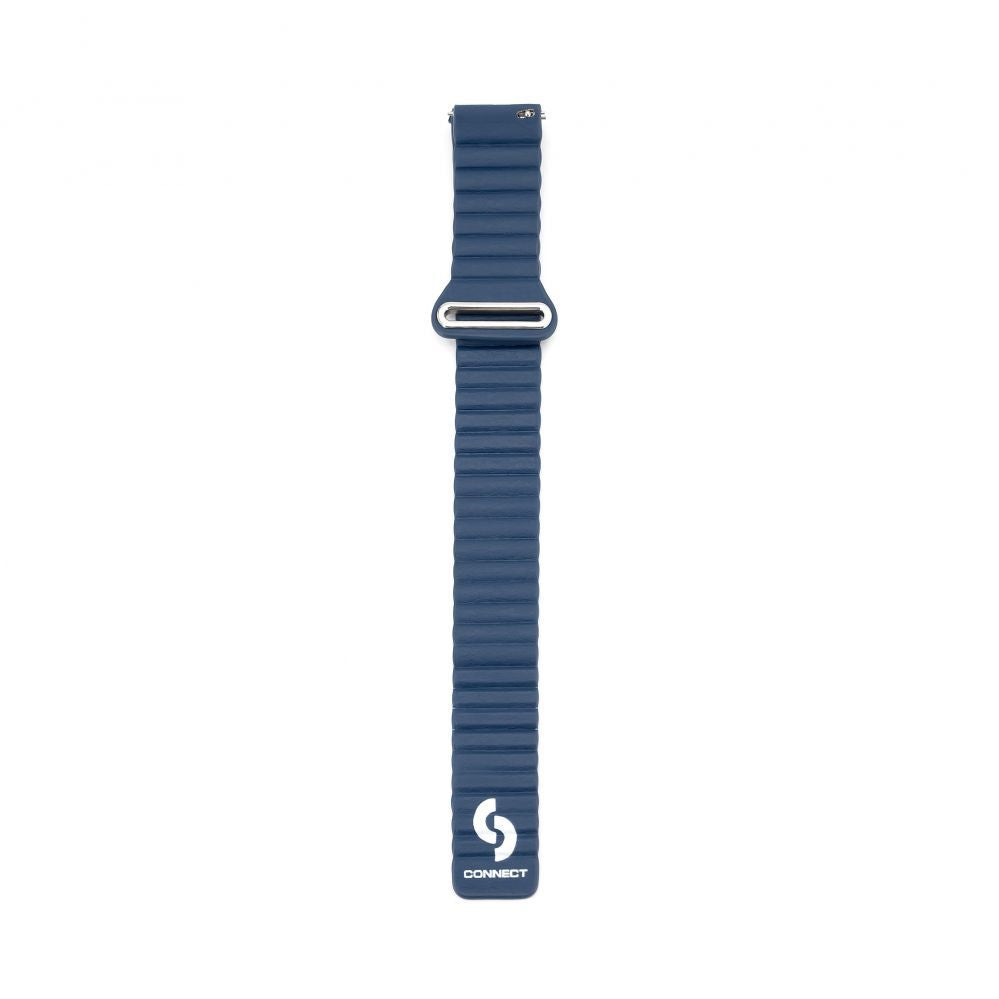 Strap Connect  20mm Flat head Leather - Silicone Loop Magnetic Watch Strap (130mm M/L) Midnight Blue