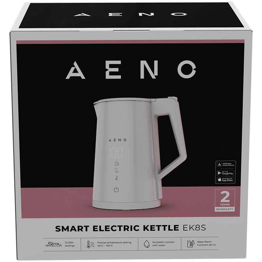 Veekeetja AENO  AENO Electric Kettle EK8S Smart: 1850-2200W, 1.7L, Strix, Double-walls, Temperature Control, Keep warm Function, Control via Wi-Fi, LED-display, Non-heating body, Auto Power Off, Dry tank Protection