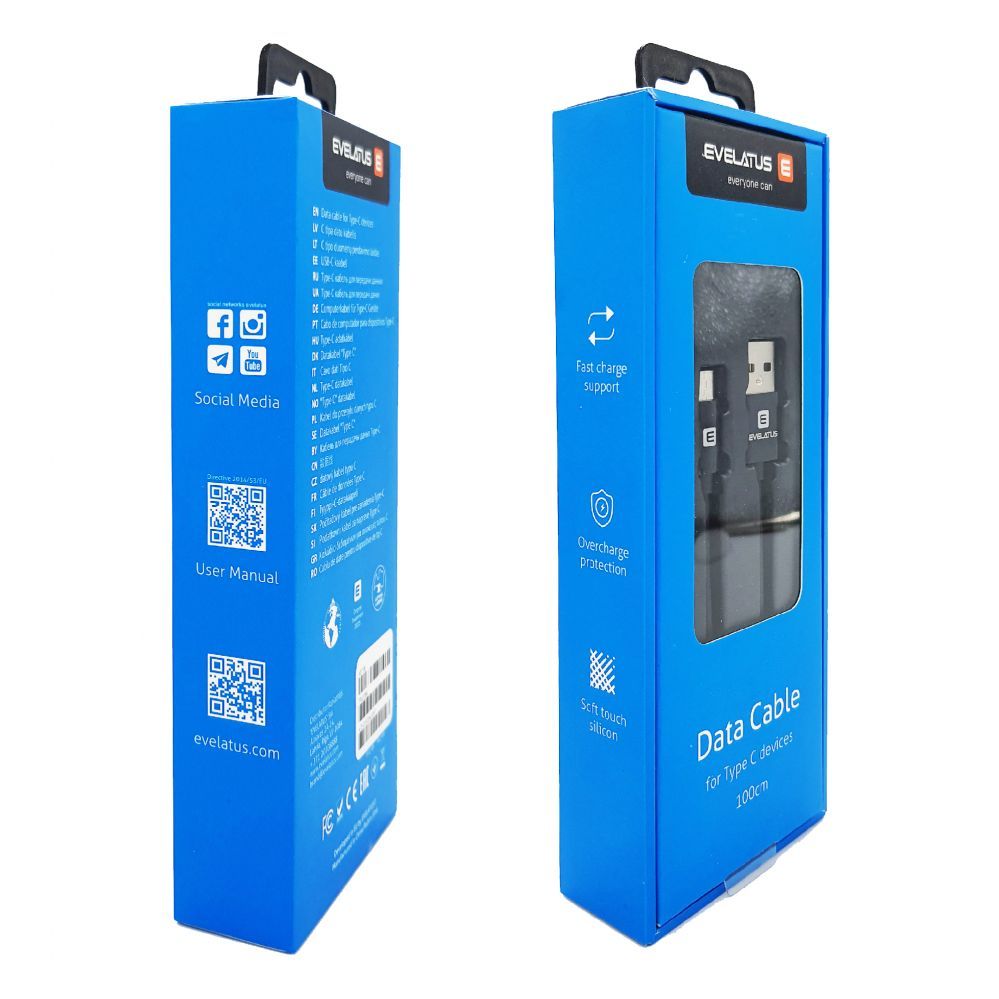 Cable Evelatus - Evelatus Data Cable for Type-C devices,TPC07 Black