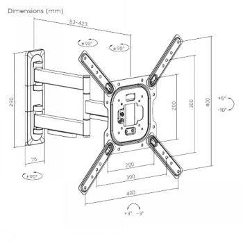 TV bracket LH-GROUP OY  LH-GROUP SEINÄTELINE FULL MOTION 23-65"
