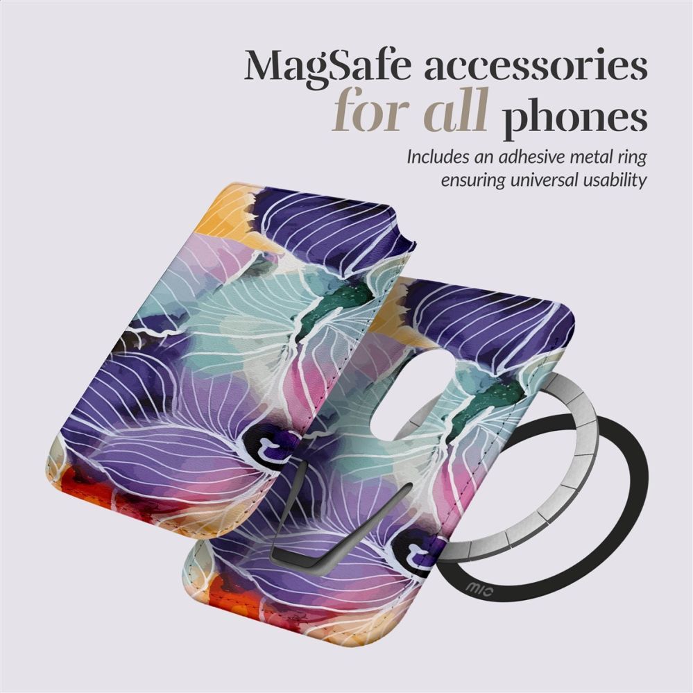 Back panel cover Mio  MIO Flowers Magsafe Case Compatible Card Holder
