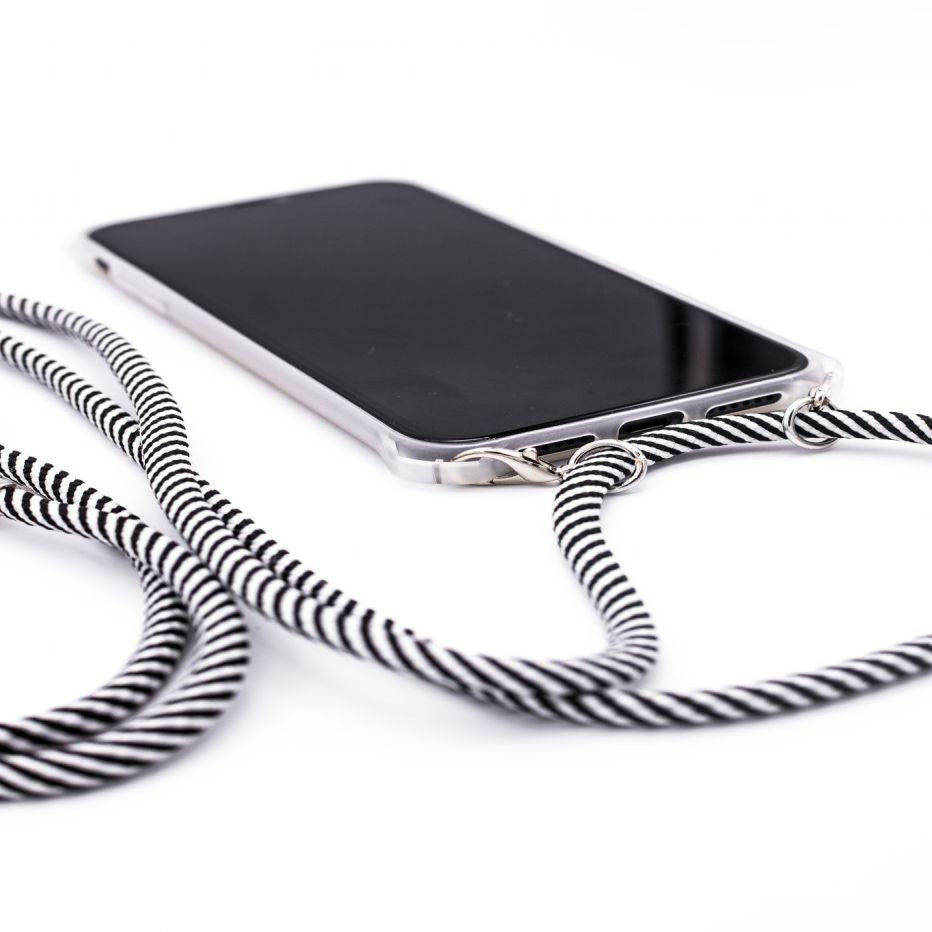 Back panel cover Evelatus Samsung S10 Case with rope Black Stripes Transparent