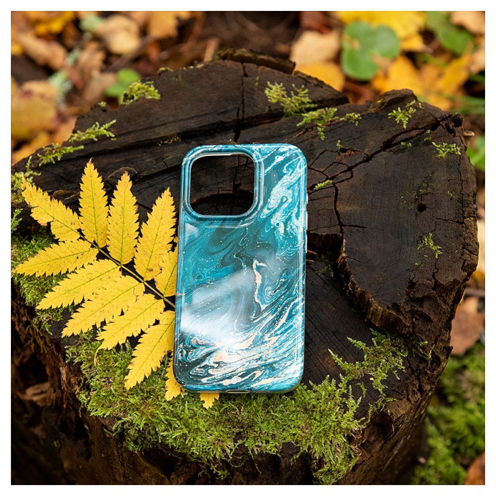 Чехол на заднюю панель Evelatus Apple iPhone 15 Pro PC Customized Print Design Marble Turquoise