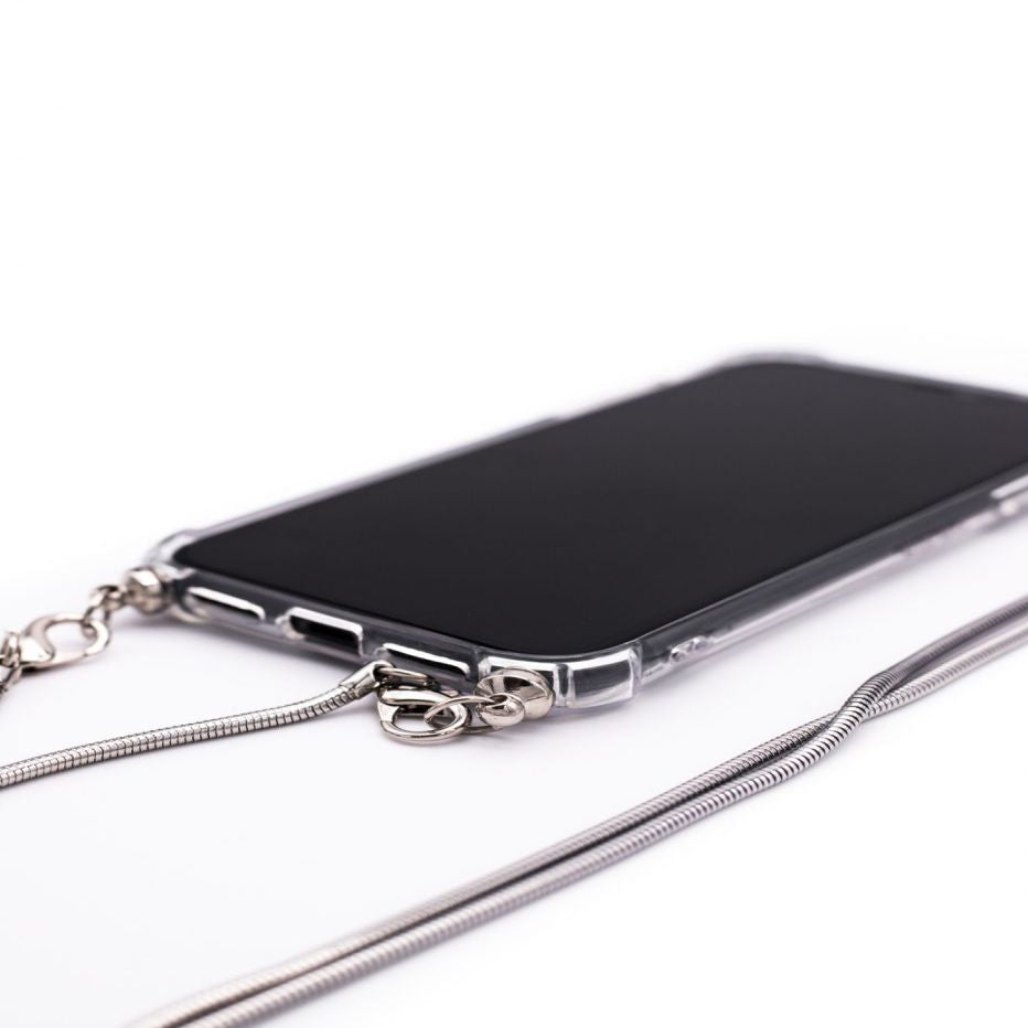 Tagakaaned Evelatus Apple iPhone 11 Pro Silicone Transparent with Necklace TPU Strap Silver