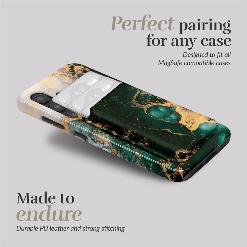 Back panel cover Mio  MIO Green Marble Magsafe Case Compatible Card Holder