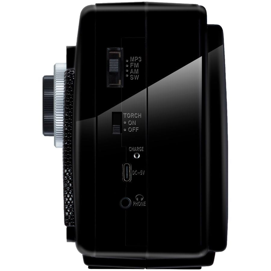 Record players Sven  Speaker SVEN SRP-155, black (3W, Bluetooth, FM/AM/SW, USB, microSD, flashlight, battery)