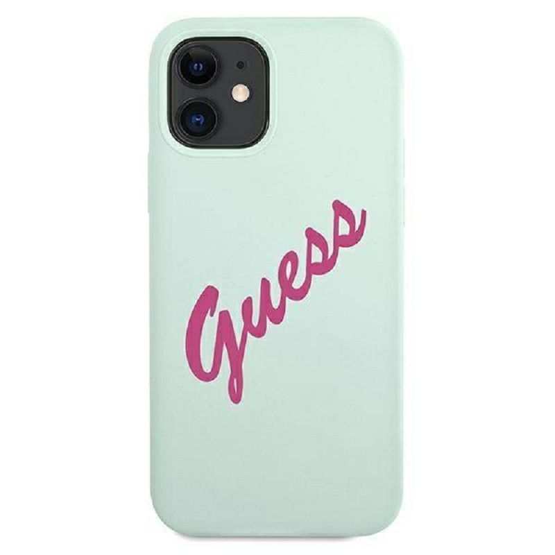 Back panel cover Guess Apple iPhone 12 Mini 5.4'' Vintage Fuschia Script Cover Blue