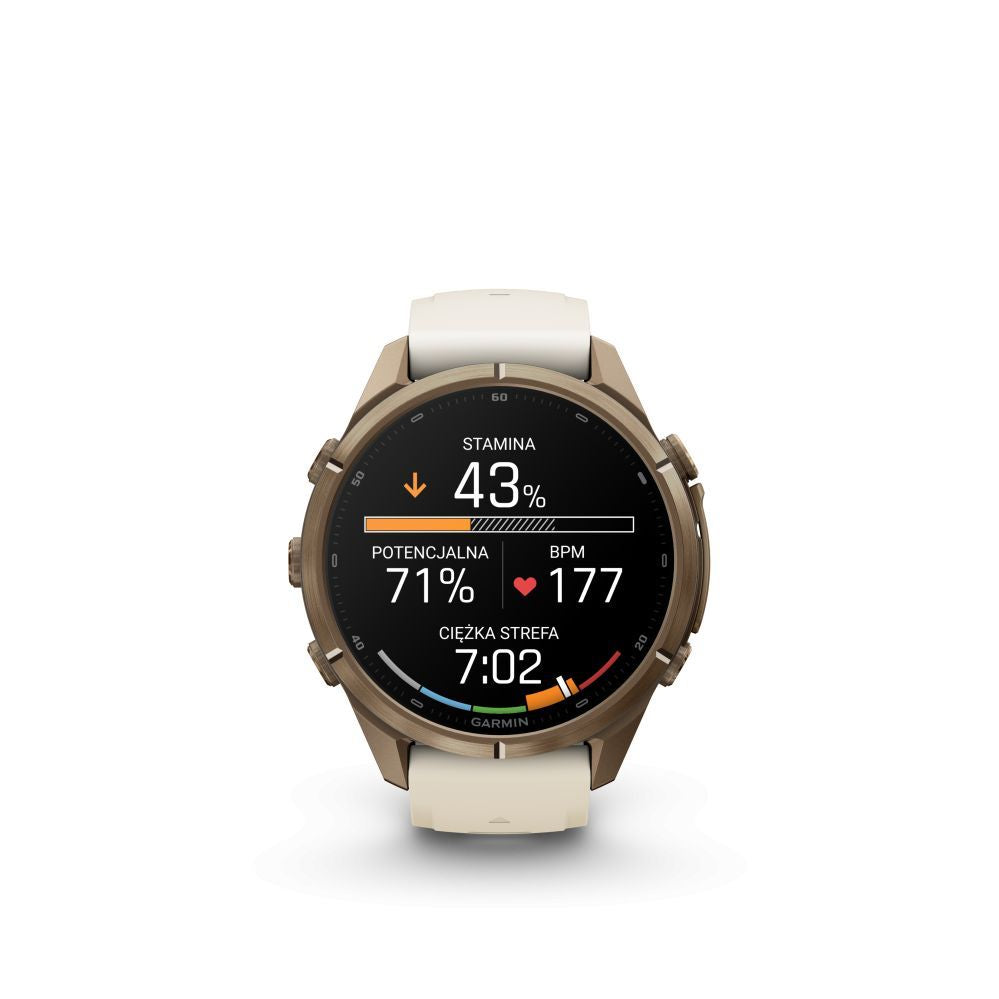 Nutikell Garmin  Fenix 9 Pro – 43mm
Autumn Gold Titanium with Cream/French Grey Silicone Band