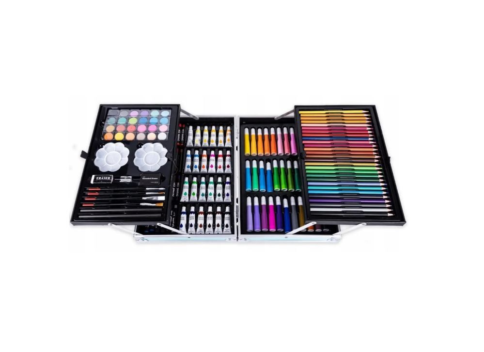 Mänguasjad iLike  Stationery Art Set for Kids 145pcs Creative Drawing Kit Blue Case Kiddyz KIDD-ART-145B-BL