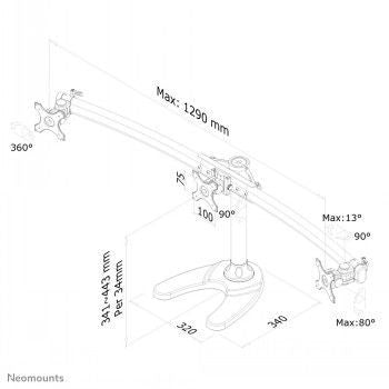 TV bracket NEOMOUNTS BY NEWSTAR  NEWSTAR FLAT SCREEN DESK MOUNT (STAND/GROMMET) 10-27" BLACK