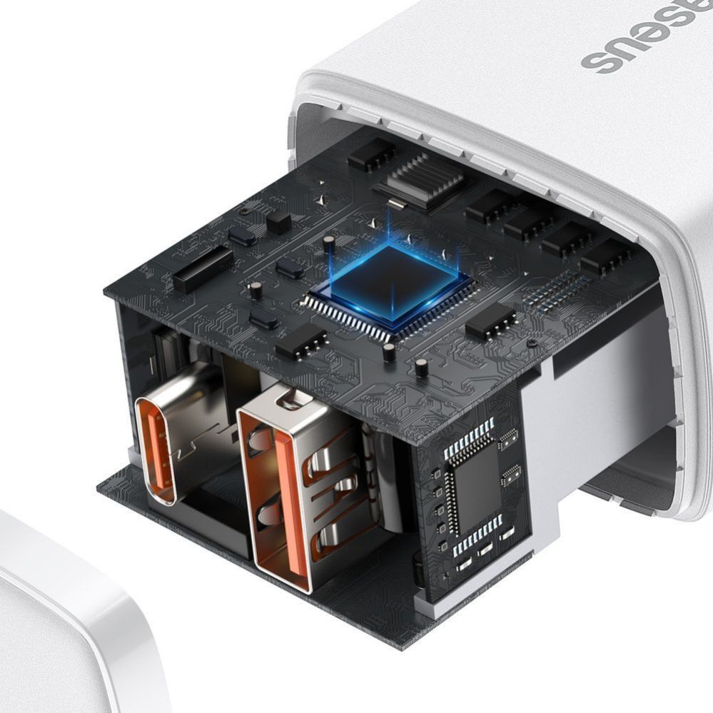 Adaptrid Baseus  Baseus Compact fast charger USB / USB Type C 20W 3A Power Delivery Quick Charge 3.0 white (CCXJ-B02) White